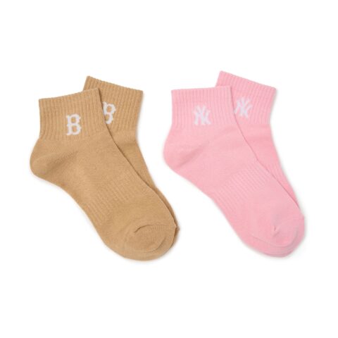 MLB Ankle Socks Unisex 2 Pack Brown+Pink