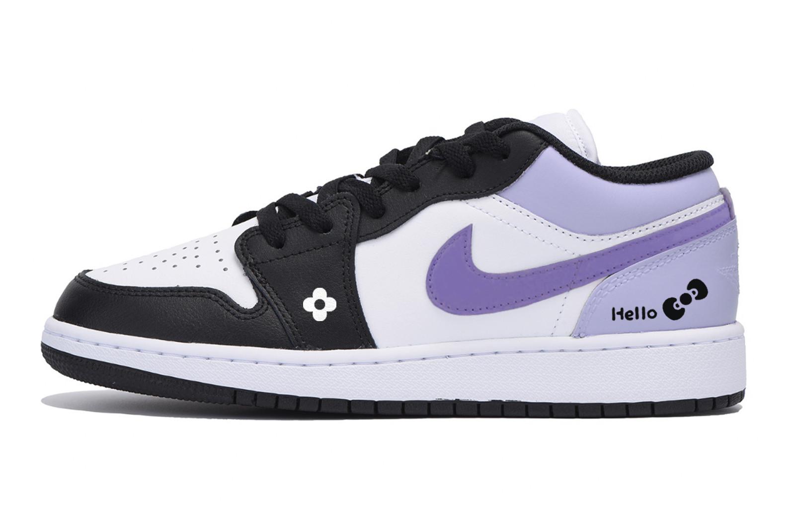 Jordan Air Jordan 1 Lover Of Flowers Taro Slip Resistant Low top Vintage Basketball Shoes Men's White Purple
