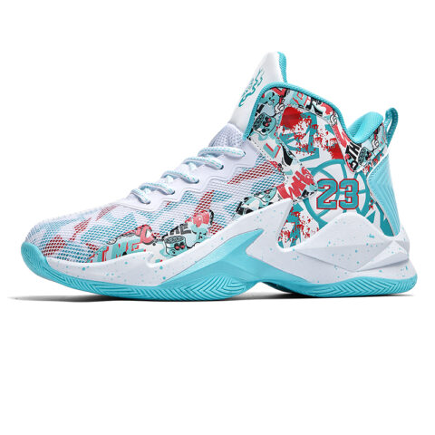 BIANSULONG Cushioning Slip Resistant Abrasion Resistant Mid top Basketball Shoes Unisex White Moon