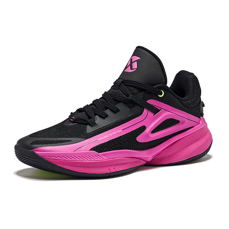 Erke Qianxun TD Cushioning Rebound Anti Rollover Low top Basketball Shoes Men’s Jet Black Laser Fuchsia