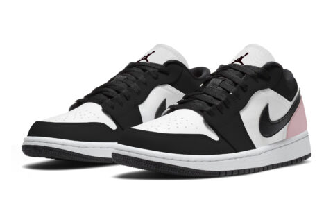 Jordan Air Jordan 1 Slip Resistant Abrasion Resistant Low top Vintage Basketball Shoes Unisex Black Pink
