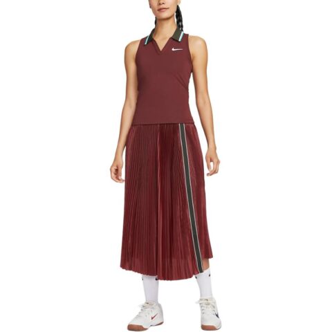 Nike Court Slam SS25 Casual Long Skirt Women’s Dark Red/White Color