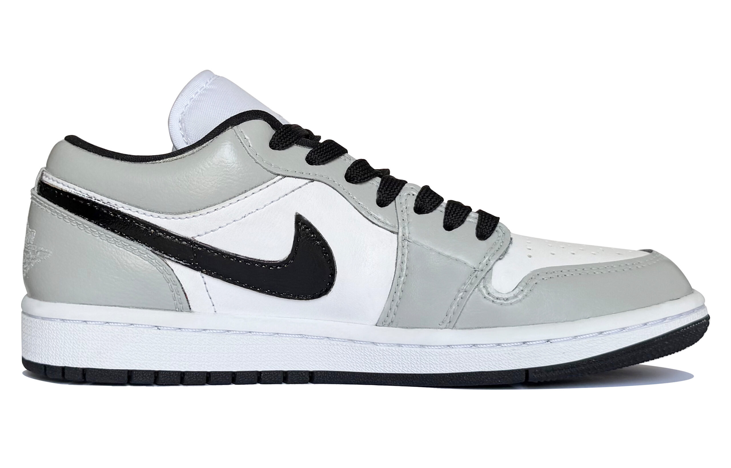 Jordan Air Jordan 1 Lunar Mail, Mist Gray Cushioning Low top Vintage Basketball Shoes Men’s Gray White