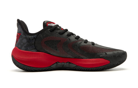 QIAODAN Cushioning, Wear Resistant Low top Basketball Shoes Men’s Black Sports Style Red