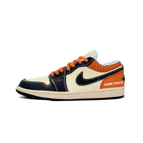 Jordan Air Jordan 1 Abrasion Resistant Low top Vintage Basketball Shoes Men’s Black Orange