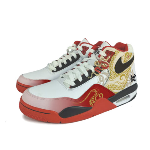 Nike Flight Legacy Cushioning Slip Resistant Mid top Vintage Basketball Shoes Unisex Red White