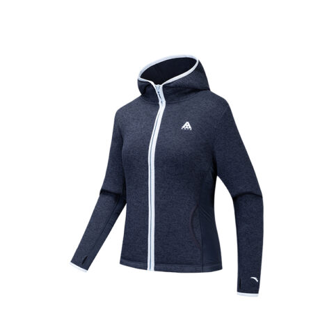 Anta Outdoor Collection Liner Coat, Thick Needle Fleece Garment Women's Midnight Blue Heather Gray
