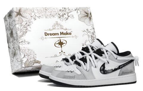 Jordan Air Jordan 1 Shy Leather Cushioning Low top Vintage Basketball Shoes Unisex Gray White