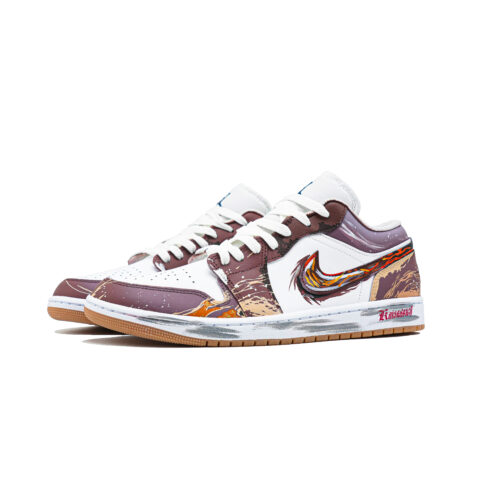 Jordan Air Jordan 1 Heart Of Zhu Rong Abrasion Resistant Low top Vintage Basketball Shoes Men’s Brown
