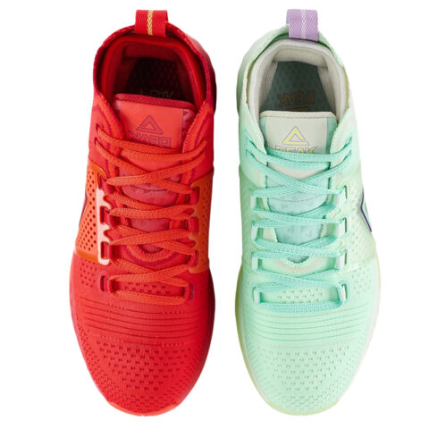 PEAK Cushioning Abrasion Resistant Breathable High top Carbon Plate Basketball Shoes Men’s Mismatched Red Green