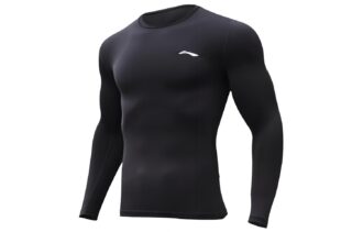 Li Ning Logo Print Fleece Lined Thermal Slim Fit Workout Clothing Men's Black
