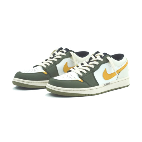 Jordan Air Jordan 1 Vintage Basketball Shoes Men’s Low Top Olive Green, Beige, Yellow