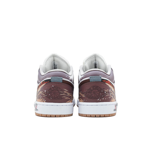 Jordan Air Jordan 1 Heart Of Zhu Rong Abrasion Resistant Low top Vintage Basketball Shoes Men’s Brown