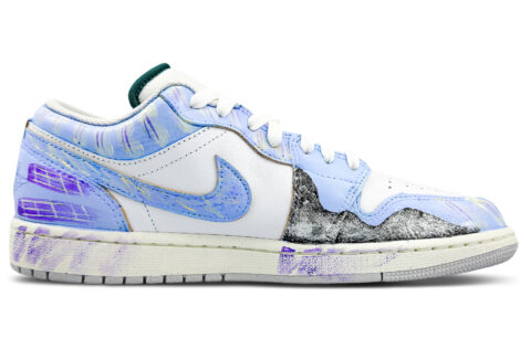 Jordan Air Jordan 1 Abrasion Resistant Low top Vintage Basketball Shoes Unisex Blue