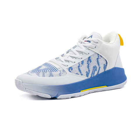 PEAK Cushioning Abrasion Resistant Cushioning, Wear Resistant Mid top Basketball Shoes Men’s White Blue