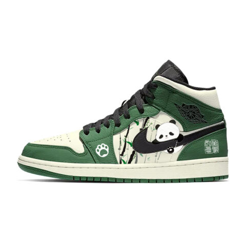 Jordan Air Jordan 1 Abrasion Resistant Slip Resistant Mid top Vintage Basketball Shoes Men’s White Green