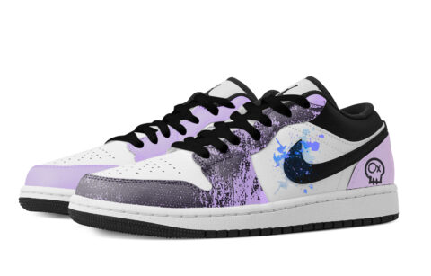 Jordan Air Jordan 1 Cute Skeleton, Heart Box Abrasion Resistant Low top Vintage Basketball Shoes Women’s Purple White