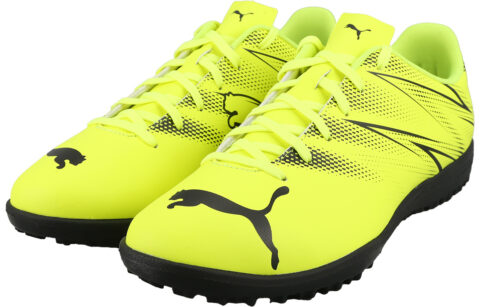 PUMA Attacanto Comfortable Round Toe TT Turf Abrasion Resistant Breathable Soccer Shoes Men’s Yellow