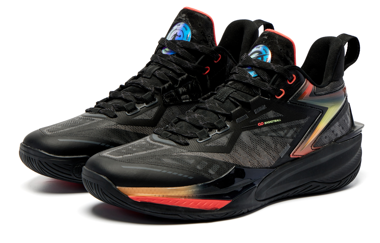 QIAODAN Broken Shadow 6 Elite Basketball Shoes Men’s Mid Top Black Cyan Orange