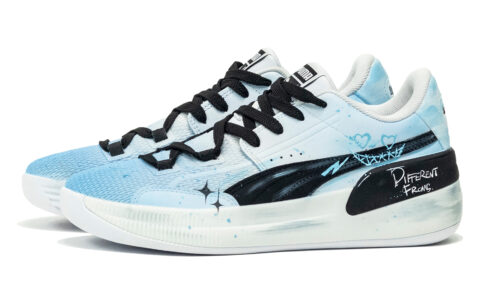 PUMA Clyde Hardwood Ghosts Cushioning Slip Resistant Abrasion Resistant Low top Basketball Shoes Unisex Blue White