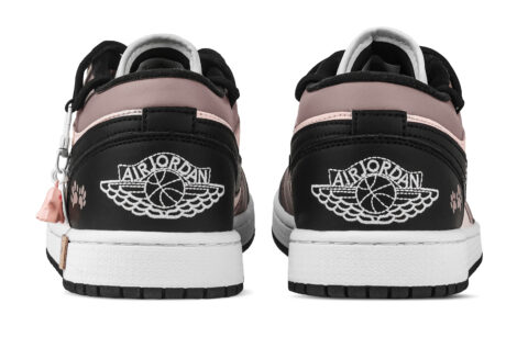 Jordan Air Jordan 1 Dense Cat Paw Low top Vintage Basketball Shoes Unisex Black White Pink