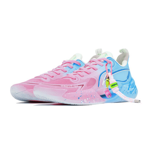 Li Ning Super Light V2 Cushioning Slip Resistant Abrasion Resistant Low top Basketball Shoes Men’s Pink Blue