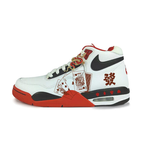 Nike Flight Legacy Synthetic Leather Cushioning Mid top Vintage Basketball Shoes Unisex Red White