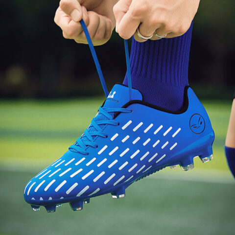 BIANSULONG FG Firm Ground Artificial Turf Abrasion Resistant Coverage Impact Resistant Soccer Shoes Unisex Blue