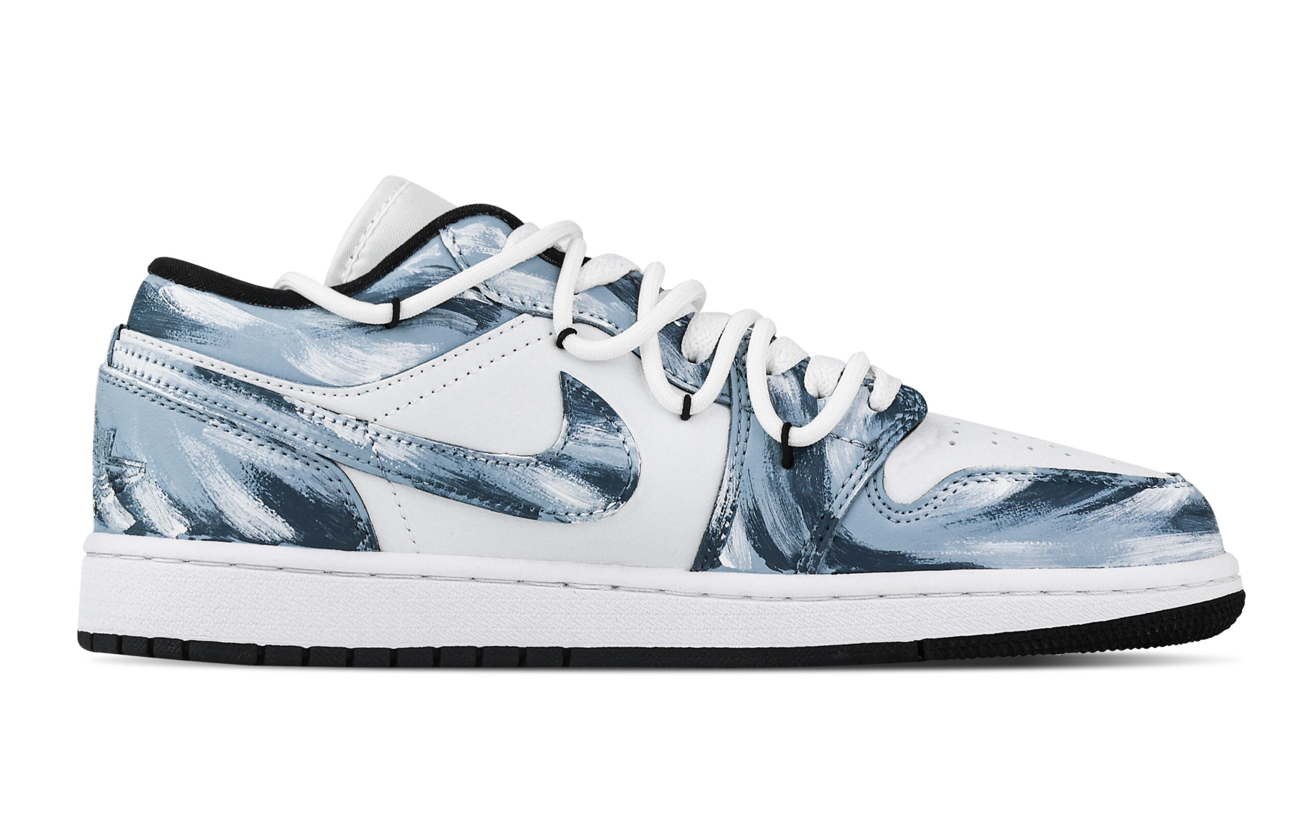 Jordan Air Jordan 1 Wave Soaring Abrasion Resistant Low top Vintage Basketball Shoes Unisex White Blue