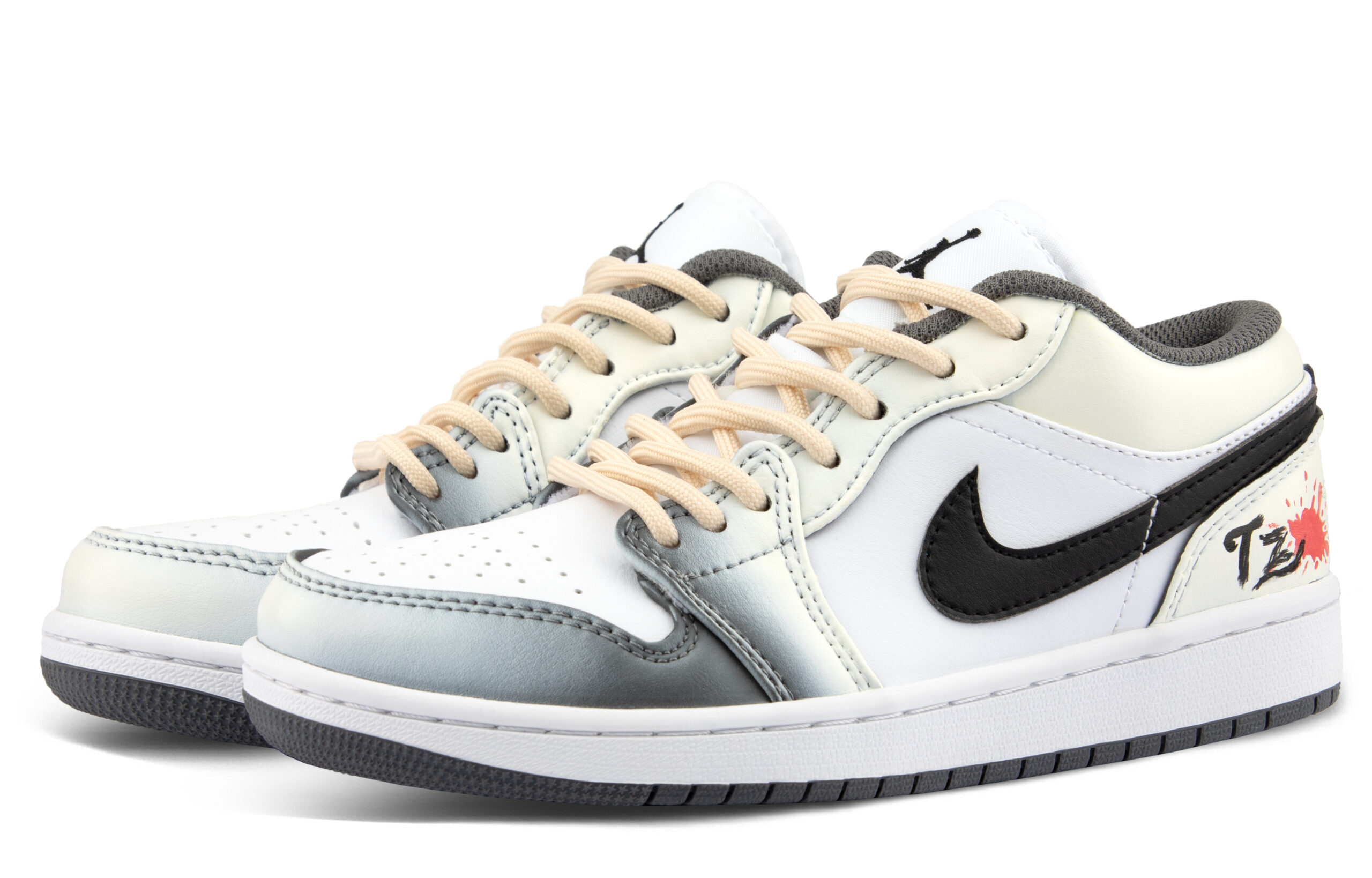 Jordan Air Jordan 1 Leather Cushioning Low top Vintage Basketball Shoes Unisex Light Yellow