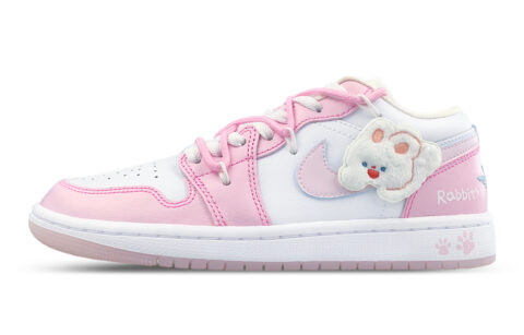 Jordan Air Jordan 1 Slip Resistant Abrasion Resistant Low top Vintage Basketball Shoes Women’s White Pink