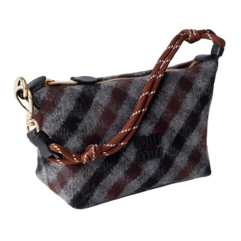 MIU MIU Wool Handbag Women’s Slate Gray & Cocoa Brown