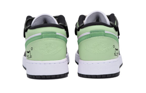 Jordan Air Jordan 1 Puppy Fragment Slip Resistant Abrasion Resistant Low top Vintage Basketball Shoes Men’s Black Green