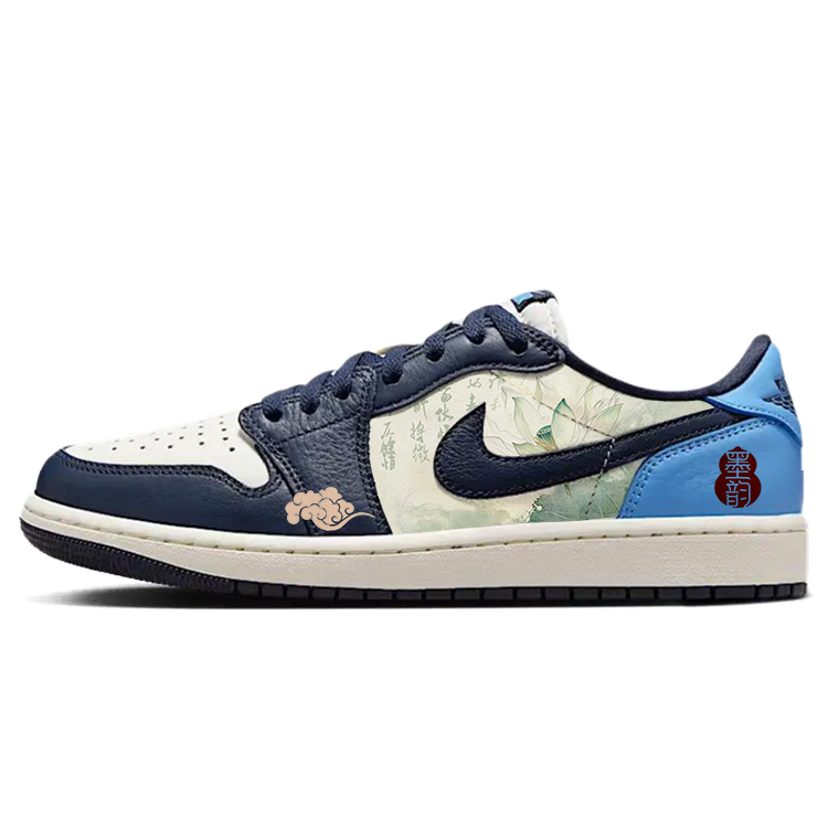 Jordan Air Jordan 1 ‘Ode To The Lotus,’ Blue Moon Cushioning Slip Resistant Low top Vintage Basketball Shoes Men’s Blue