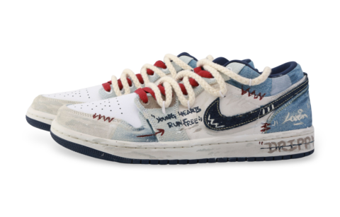 Jordan Air Jordan 1 Western Denim Cushioning Abrasion Resistant Cushioning, Wear Resistant Low top