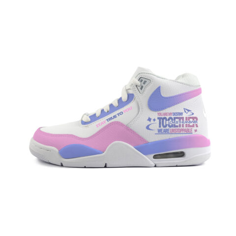 Nike Flight Legacy Slip Resistant Abrasion Resistant Mid top Vintage Basketball Shoes Unisex White Purple