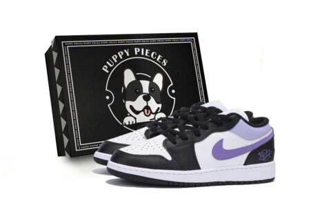 Jordan Air Jordan 1 Abrasion Resistant Slip Resistant Low top Vintage Basketball Shoes Men’s Black White Purple
