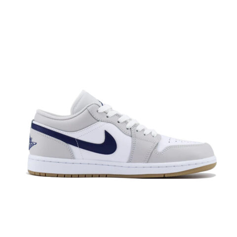 Jordan Air Jordan 1 Cushioning Slip Resistant Low top Vintage Basketball Shoes Unisex White Gray