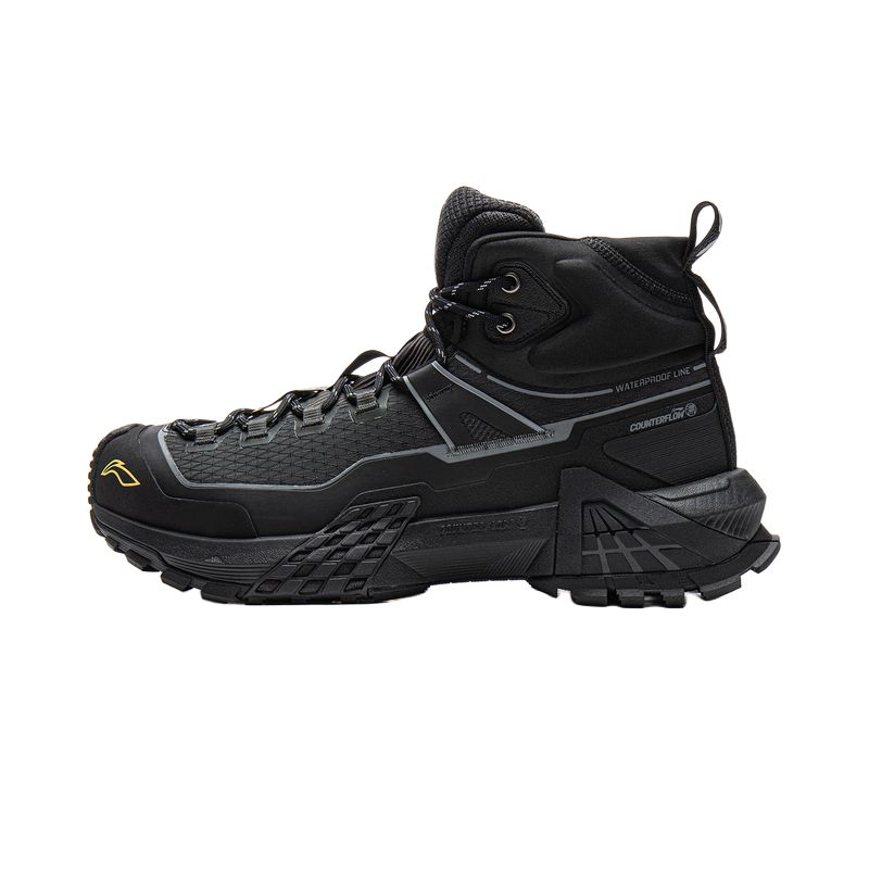Li Ning Outdoor CF Tracing, Xingchuan Pro Coverage Reflective Rebound High top Hiking Shoes Unisex Night Black