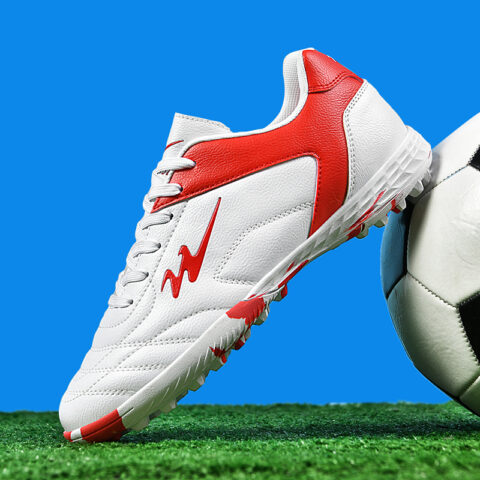 DOUBLE STAR 88 Lightweight Abrasion Resistant Lightweight Abrasion Resistant Soccer Shoes Unisex White Red