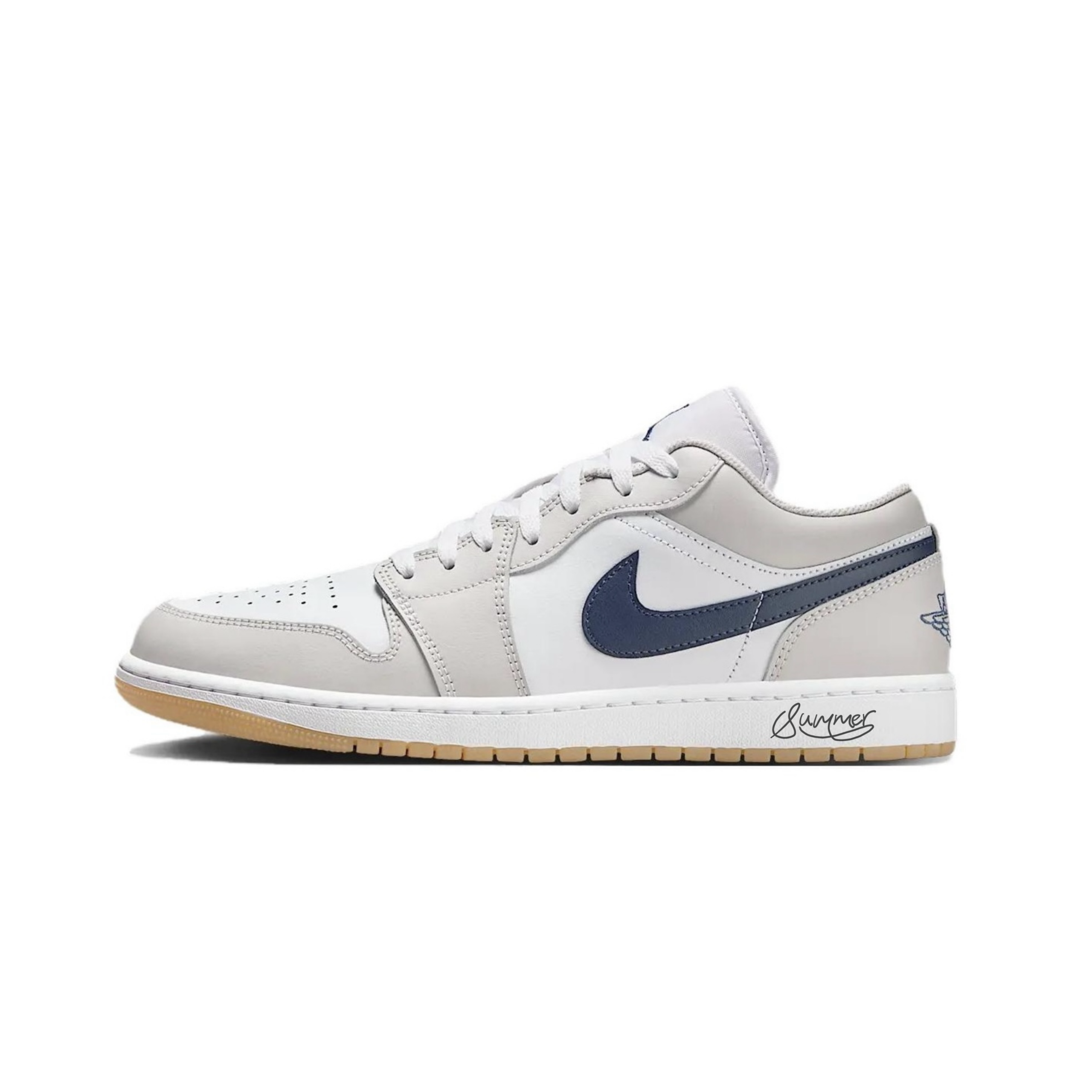 Jordan Air Jordan 1 Slip Resistant Abrasion Resistant Low top Vintage Basketball Shoes Unisex White