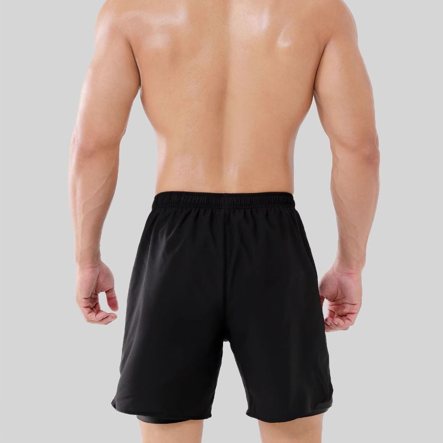 Li Ning Swimming Shorts Men’s Black[Double Layer Design, Amphibious Use] Moderate Mid Length Swim Shorts