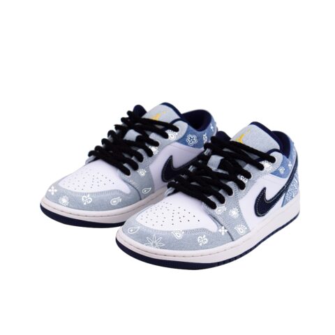 Jordan Air Jordan 1 Slip Resistant Abrasion Resistant Low top Vintage Basketball Shoes Men’s Blue White