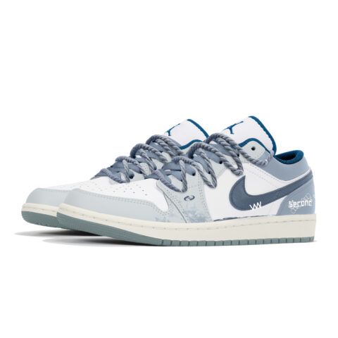 Jordan Air Jordan 1 Abrasion Resistant Abrasion Resistant Low top Vintage Basketball Shoes Unisex Haze Blue