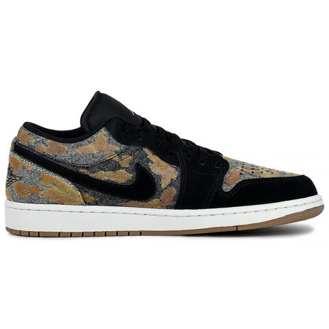 Jordan Air Jordan 1 Abrasion Resistant Low top Vintage Basketball Shoes Men’s Black Yellow