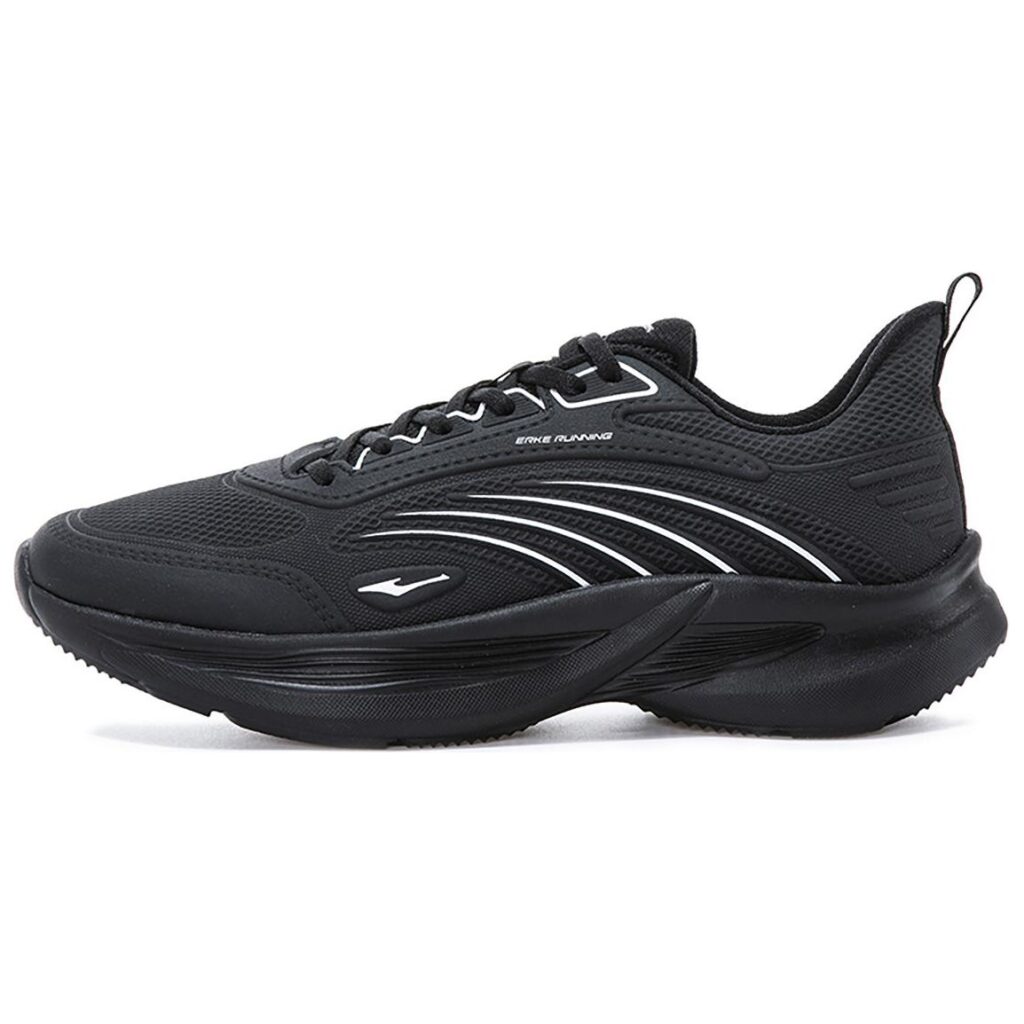 Erke Comfortable And Breathable Cushioning, Wear Resistant Low top Running Shoes Men’s Black