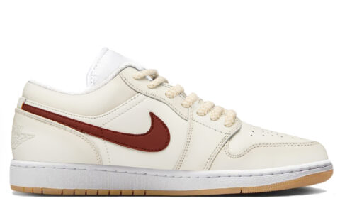 Jordan Air Jordan 1 Abrasion Resistant Low top Vintage Basketball Shoes Unisex Ecru