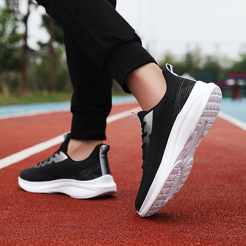 BIANSULONG Slip Resistant Abrasion Resistant Support Low top Casual Running Shoes Unisex Black Gray