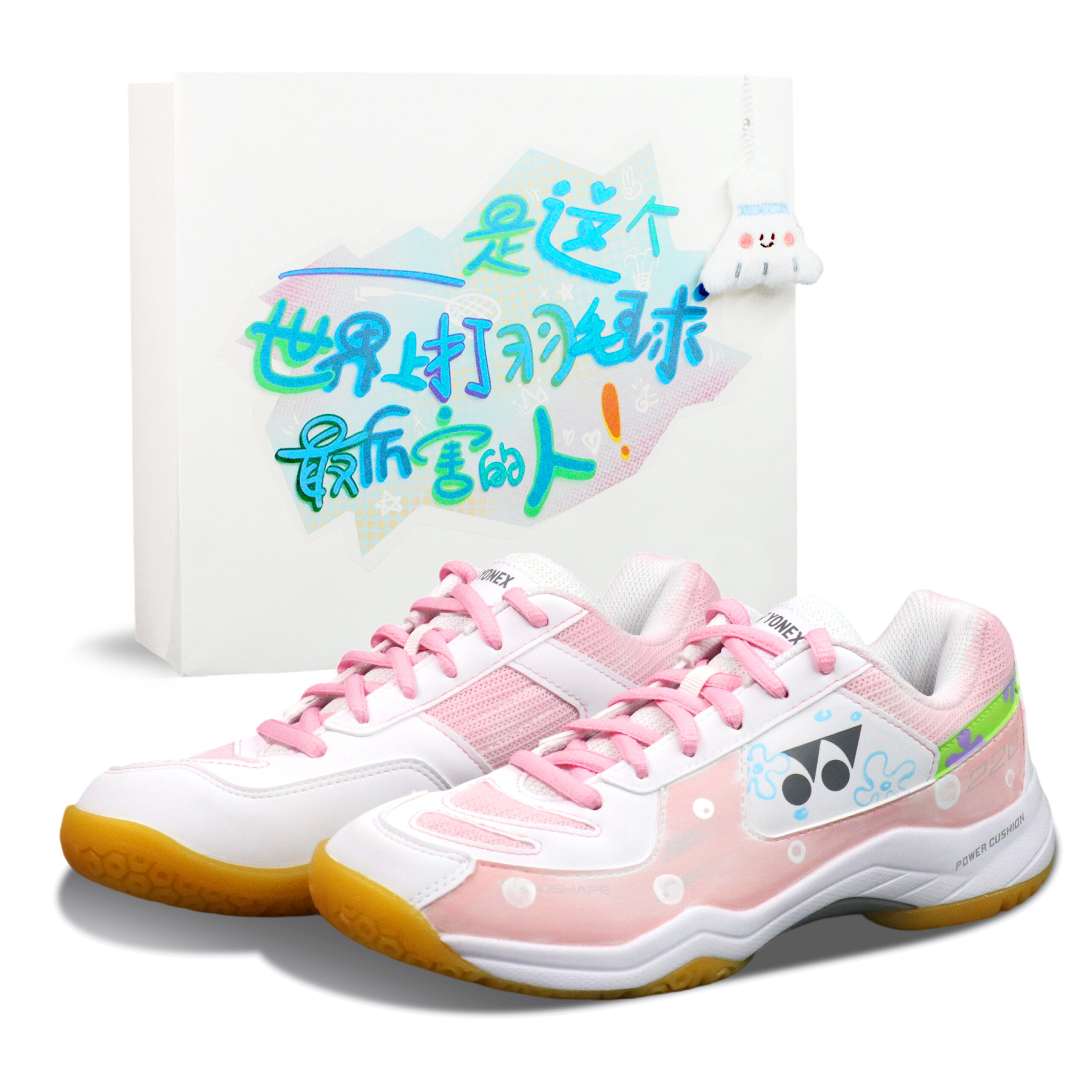 YONEX Power Cushion Cushioning Abrasion Resistant Breathable Coverage Low top Badminton Shoes Unisex White Pink