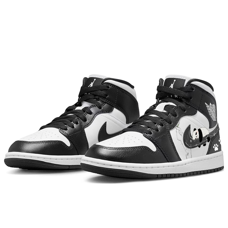 Jordan Air Jordan 1 Cushioning Slip Resistant Mid top Vintage Basketball Shoes Women’s Black